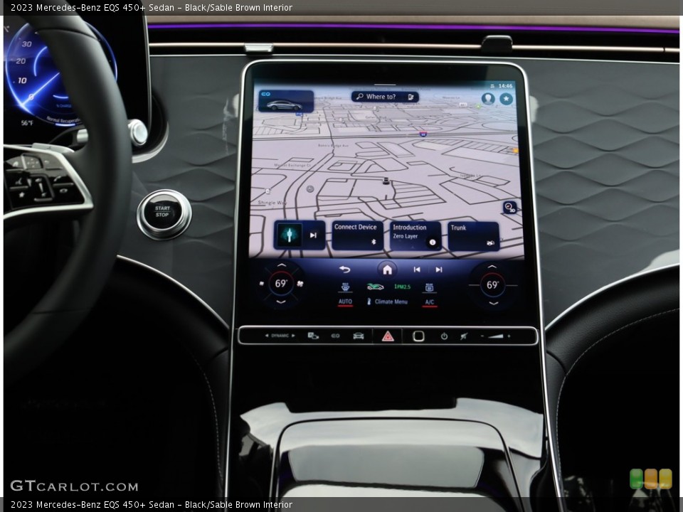 Black/Sable Brown Interior Navigation for the 2023 Mercedes-Benz EQS 450+ Sedan #146201181