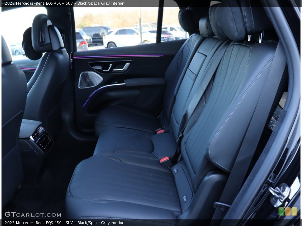 Black/Space Gray Interior Rear Seat for the 2023 Mercedes-Benz EQS 450+ SUV #146208753