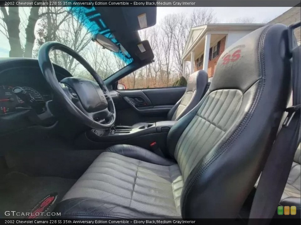 Ebony Black/Medium Gray Interior Front Seat for the 2002 Chevrolet Camaro Z28 SS 35th Anniversary Edition Convertible #146218590