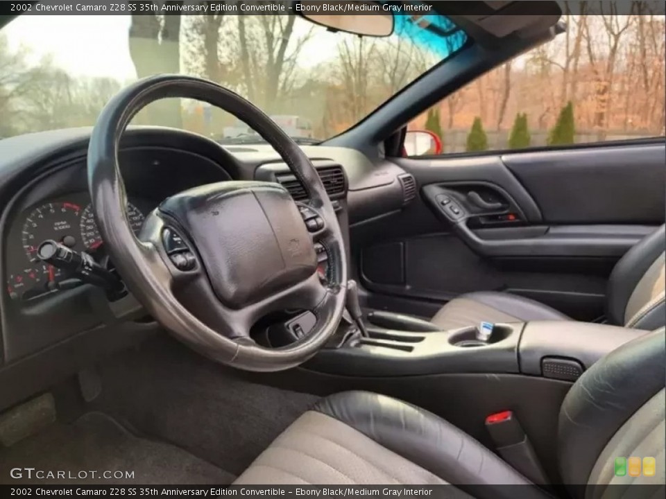 Ebony Black/Medium Gray Interior Front Seat for the 2002 Chevrolet Camaro Z28 SS 35th Anniversary Edition Convertible #146218617