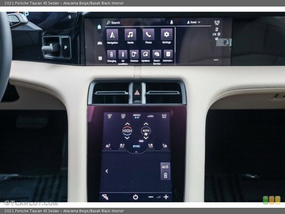 Atacama Beige/Basalt Black Interior Controls for the 2021 Porsche Taycan 4S Sedan #146229489