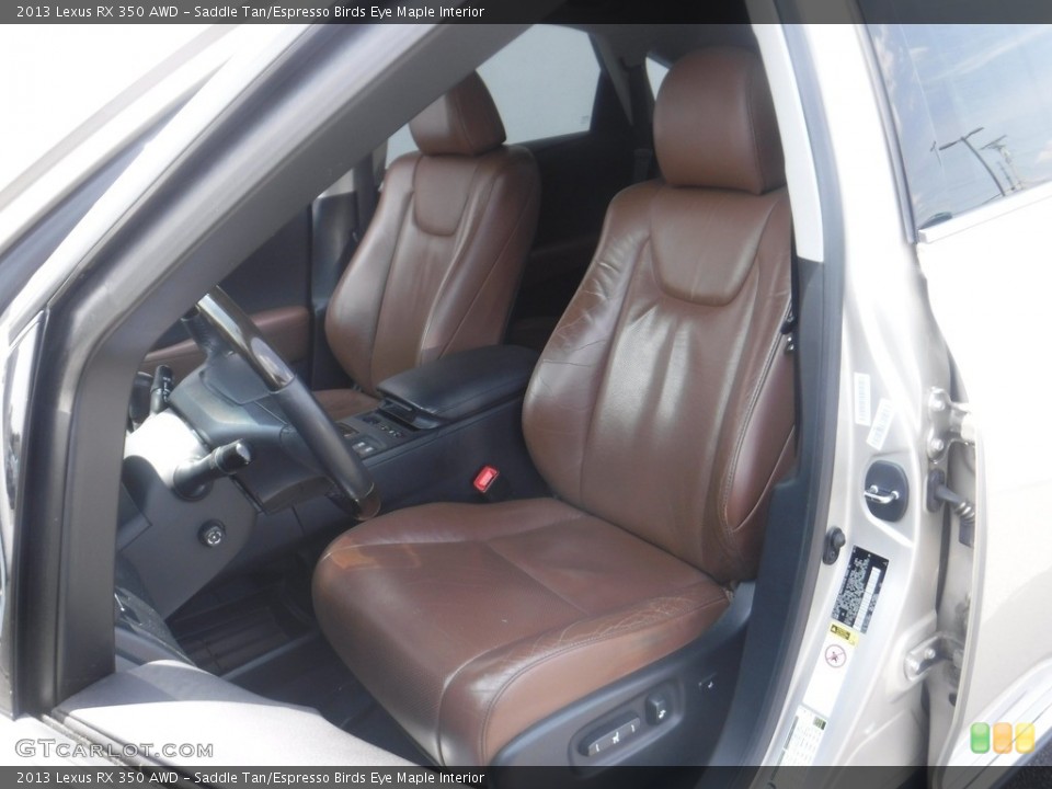 Saddle Tan/Espresso Birds Eye Maple Interior Front Seat for the 2013 Lexus RX 350 AWD #146234070