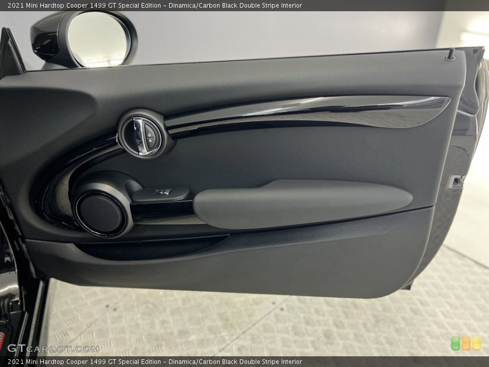 Dinamica/Carbon Black Double Stripe Interior Door Panel for the 2021 Mini Hardtop Cooper 1499 GT Special Edition #146243940