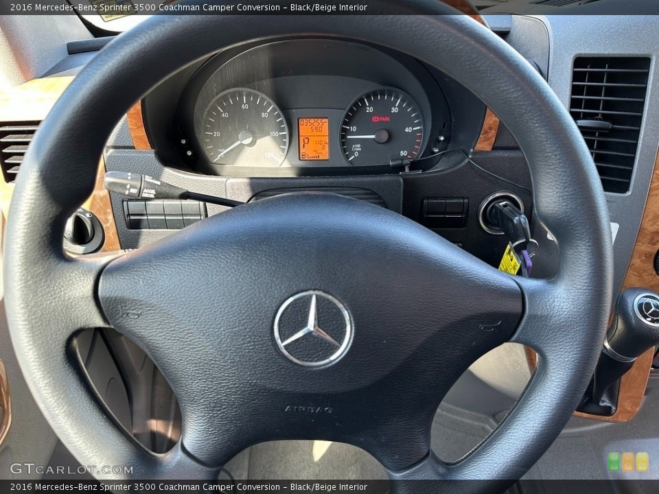 Black/Beige Interior Steering Wheel for the 2016 Mercedes-Benz Sprinter 3500 Coachman Camper Conversion #146246558