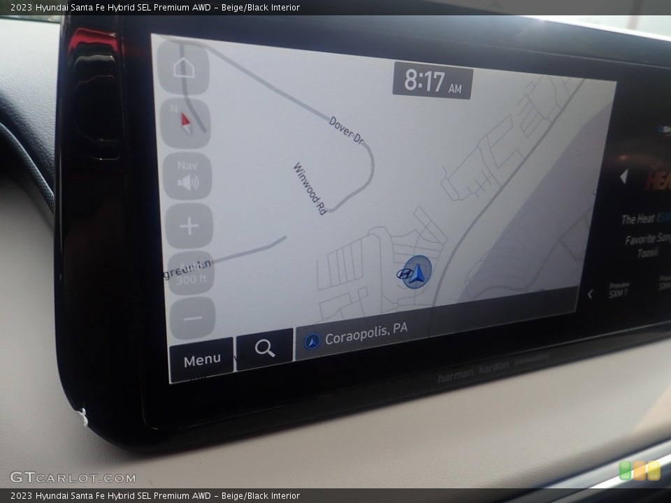 Beige/Black Interior Navigation for the 2023 Hyundai Santa Fe Hybrid SEL Premium AWD #146266134
