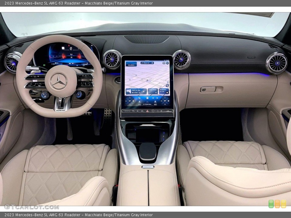 Macchiato Beige/Titanium Gray Interior Dashboard for the 2023 Mercedes-Benz SL AMG 63 Roadster #146267900
