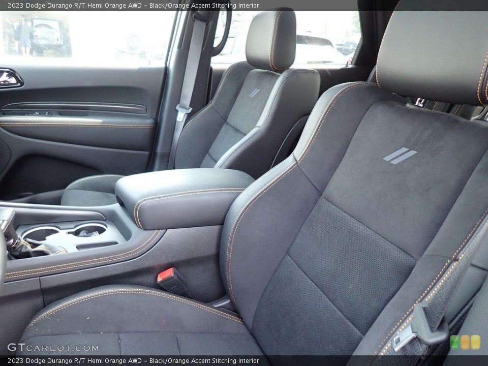 Black/Orange Accent Stitching Interior Front Seat for the 2023 Dodge Durango R/T Hemi Orange AWD #146269949