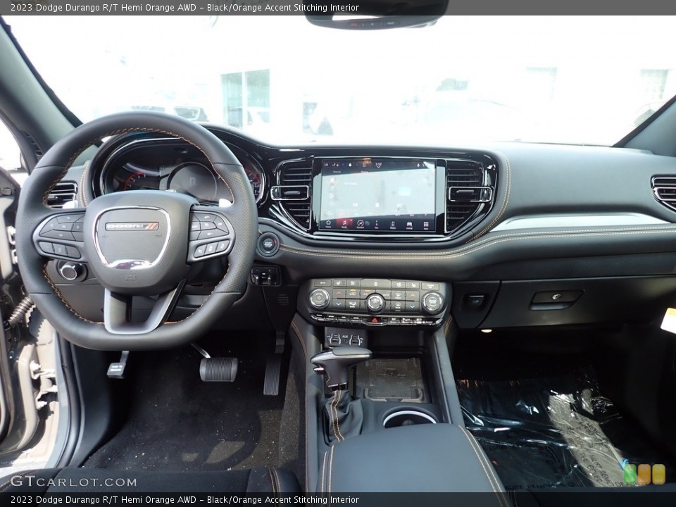 Black/Orange Accent Stitching Interior Dashboard for the 2023 Dodge Durango R/T Hemi Orange AWD #146269982