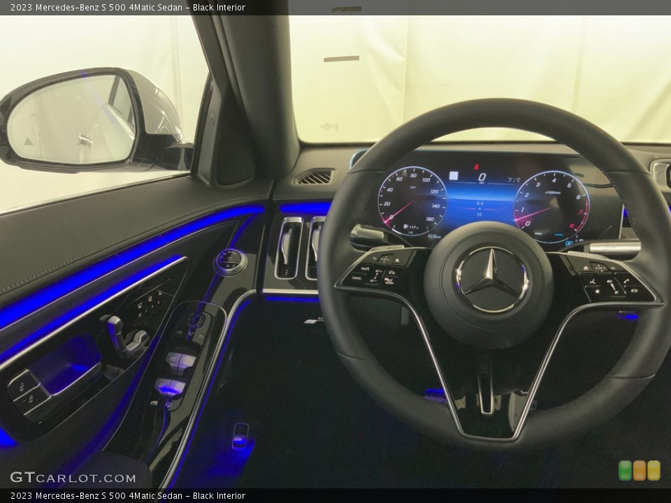 Black Interior Steering Wheel for the 2023 Mercedes-Benz S 500 4Matic Sedan #146273912