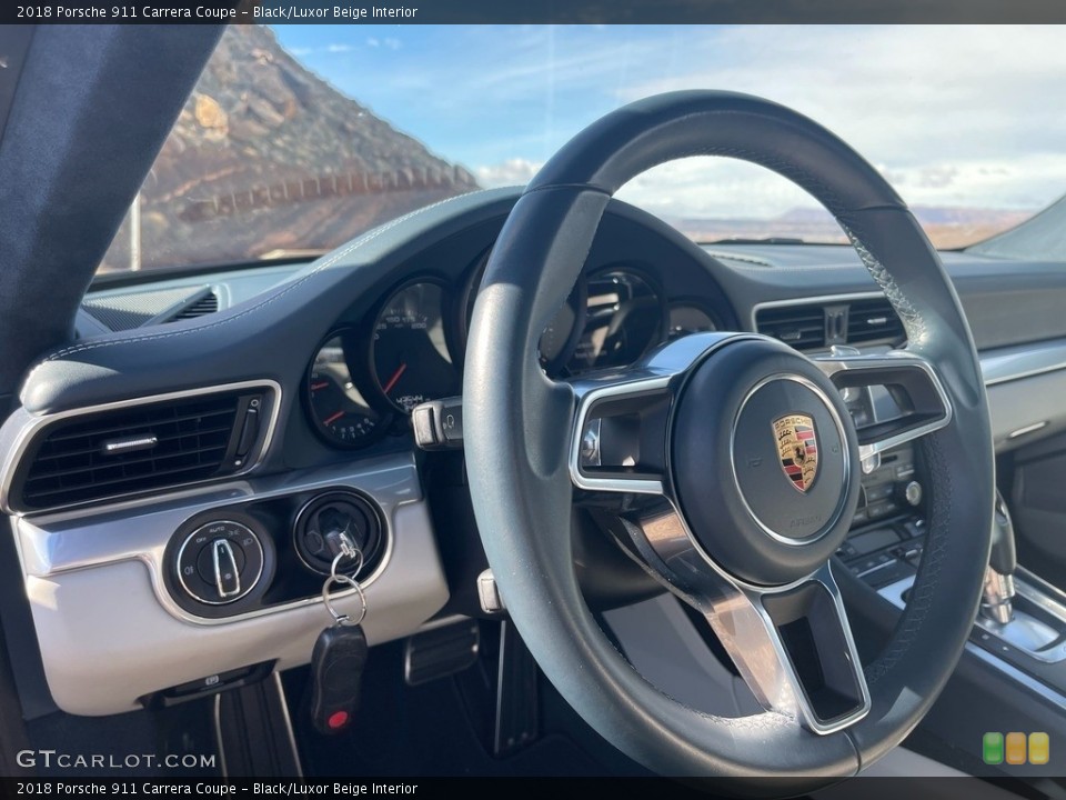 Black/Luxor Beige Interior Steering Wheel for the 2018 Porsche 911 Carrera Coupe #146278303