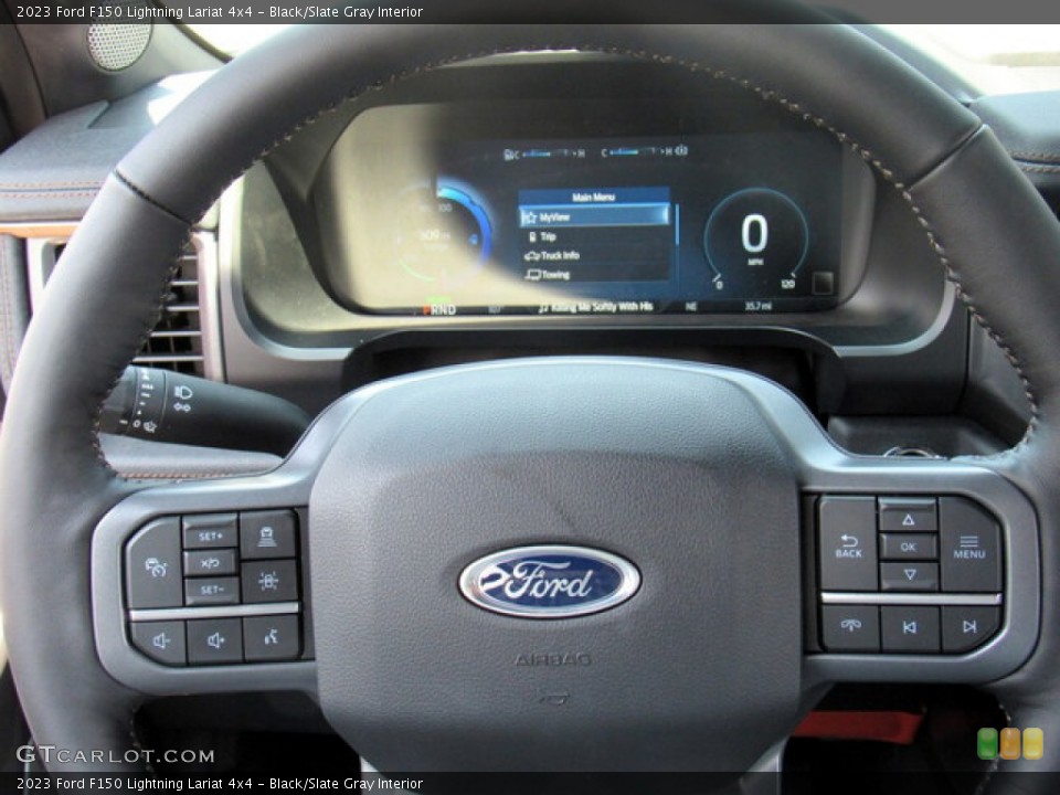 Black/Slate Gray Interior Steering Wheel for the 2023 Ford F150 Lightning Lariat 4x4 #146282971