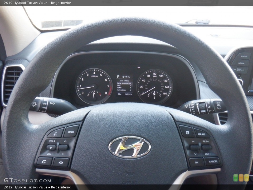 Beige Interior Steering Wheel for the 2019 Hyundai Tucson Value #146287250