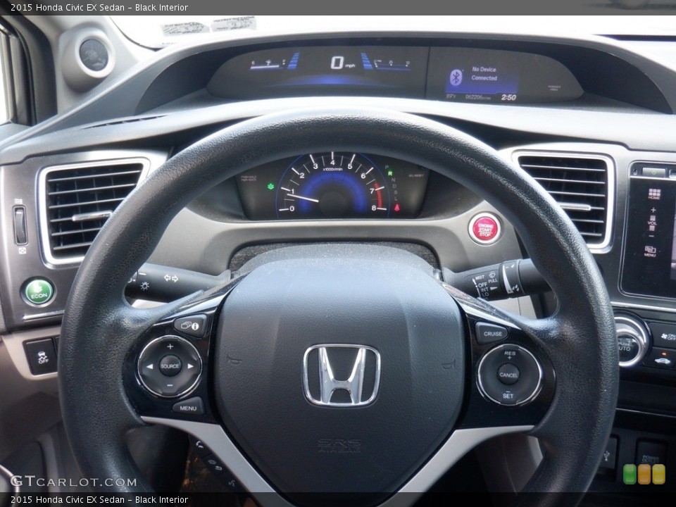 Black Interior Steering Wheel for the 2015 Honda Civic EX Sedan #146291537