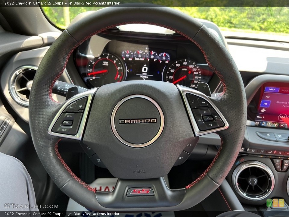 Jet Black/Red Accents Interior Steering Wheel for the 2022 Chevrolet Camaro SS Coupe #146296481