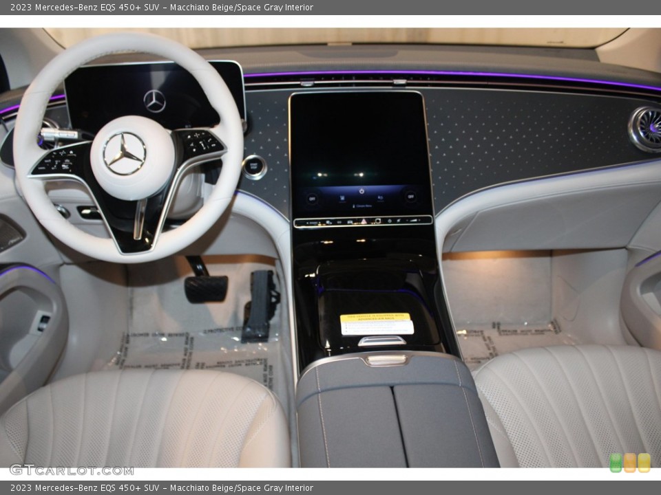 Macchiato Beige/Space Gray Interior Dashboard for the 2023 Mercedes-Benz EQS 450+ SUV #146306102