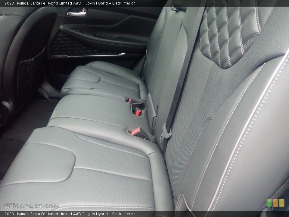 Black Interior Rear Seat for the 2023 Hyundai Santa Fe Hybrid Limited AWD Plug-In Hybrid #146307770