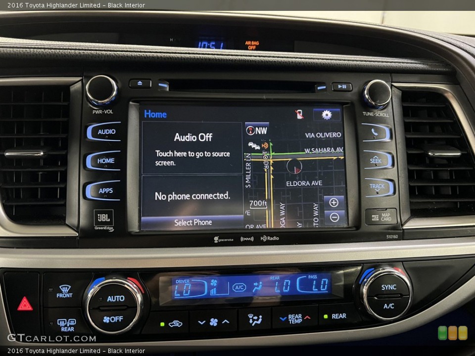Black Interior Controls for the 2016 Toyota Highlander Limited #146318526