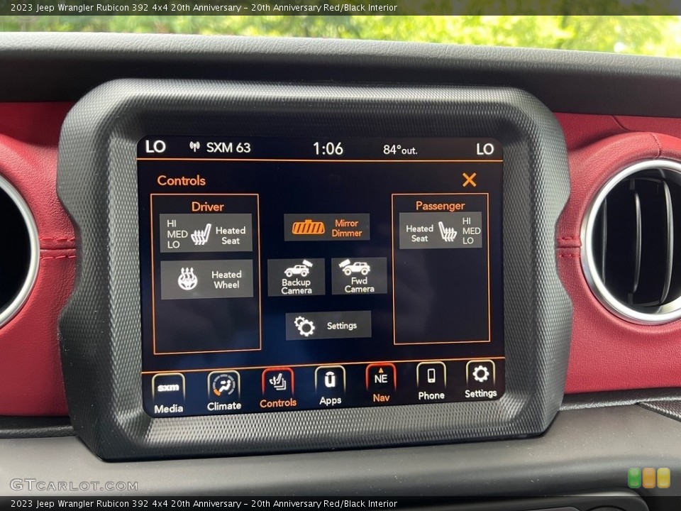 20th Anniversary Red/Black Interior Controls for the 2023 Jeep Wrangler Rubicon 392 4x4 20th Anniversary #146319776