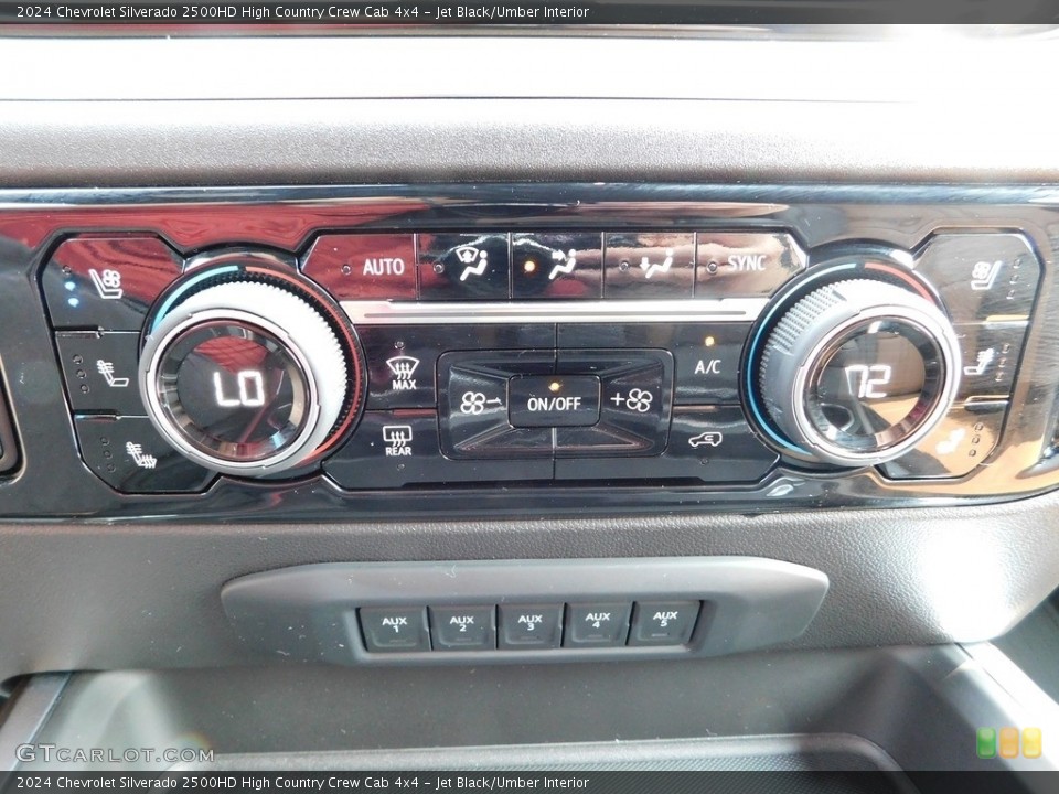 Jet Black/Umber Interior Controls for the 2024 Chevrolet Silverado 2500HD High Country Crew Cab 4x4 #146343706