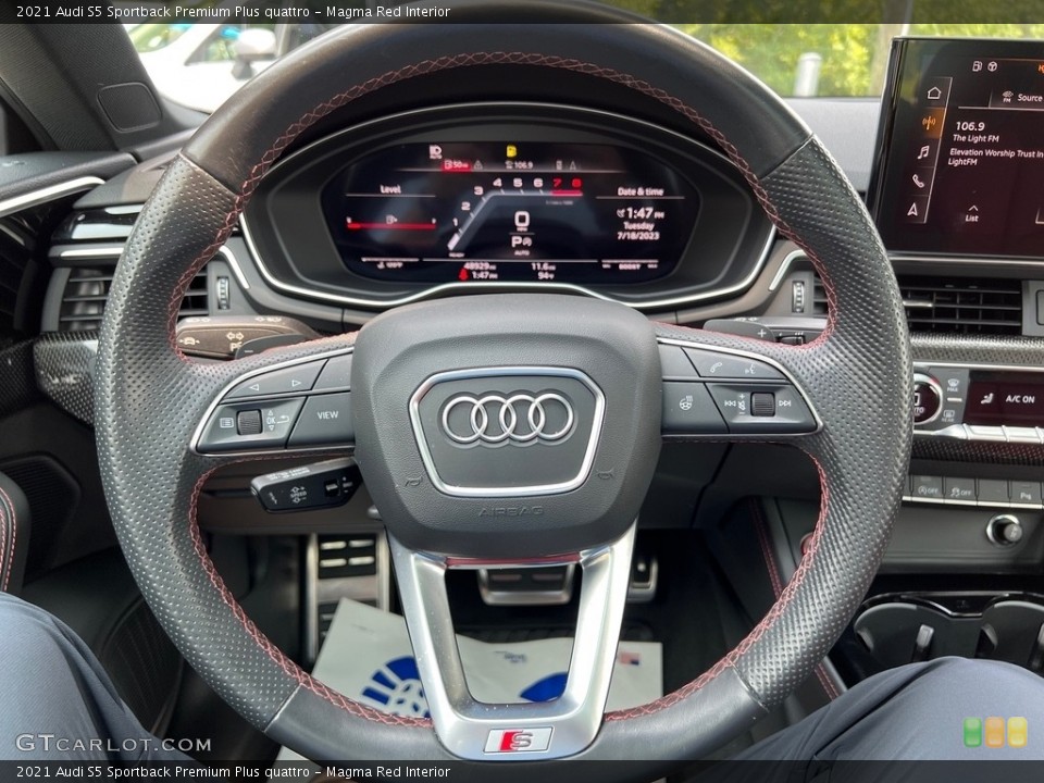 Magma Red Interior Steering Wheel for the 2021 Audi S5 Sportback Premium Plus quattro #146345083