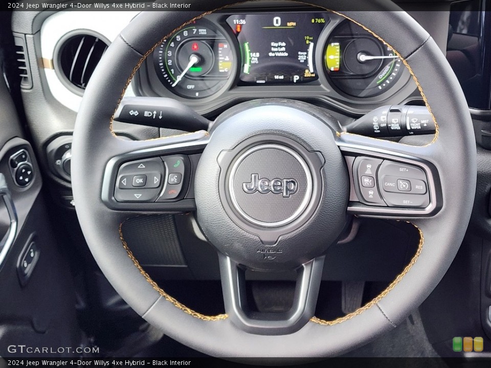 Black Interior Steering Wheel for the 2024 Jeep Wrangler 4-Door Willys 4xe Hybrid #146345749