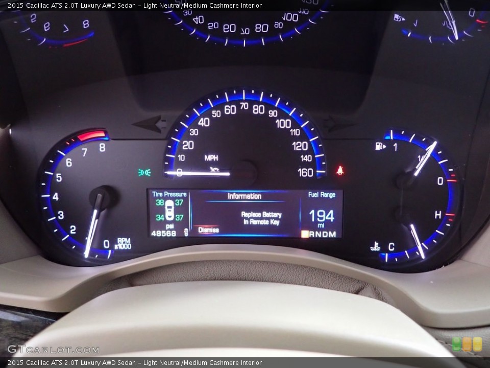 Light Neutral/Medium Cashmere Interior Gauges for the 2015 Cadillac ATS 2.0T Luxury AWD Sedan #146348314