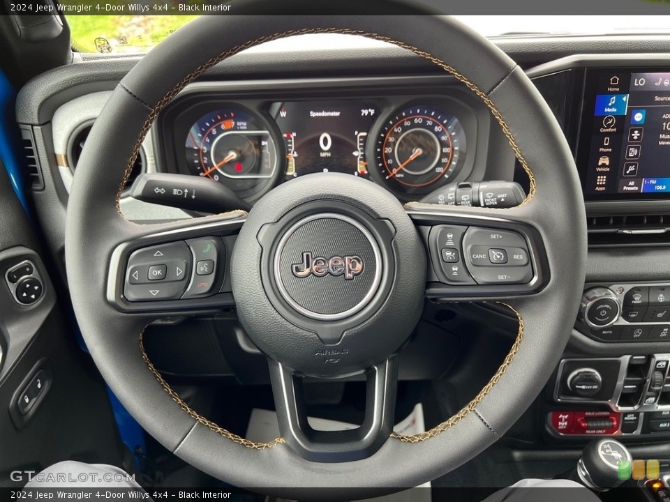 Black Interior Steering Wheel for the 2024 Jeep Wrangler 4-Door Willys 4x4 #146356567