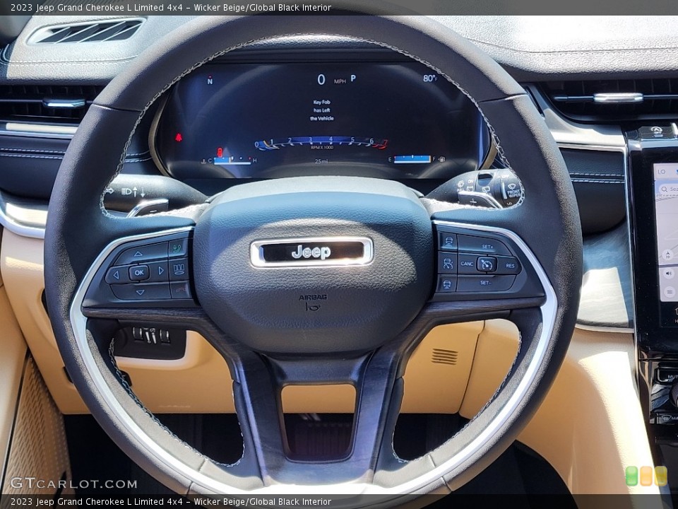Wicker Beige/Global Black Interior Steering Wheel for the 2023 Jeep Grand Cherokee L Limited 4x4 #146359235