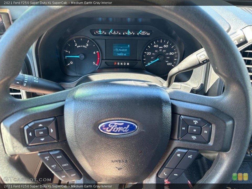 Medium Earth Gray Interior Steering Wheel for the 2021 Ford F250 Super Duty XL SuperCab #146361891