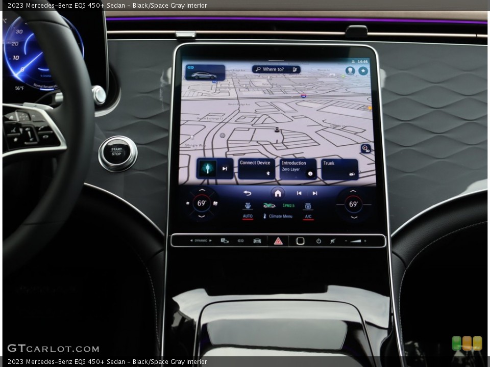 Black/Space Gray Interior Navigation for the 2023 Mercedes-Benz EQS 450+ Sedan #146381324