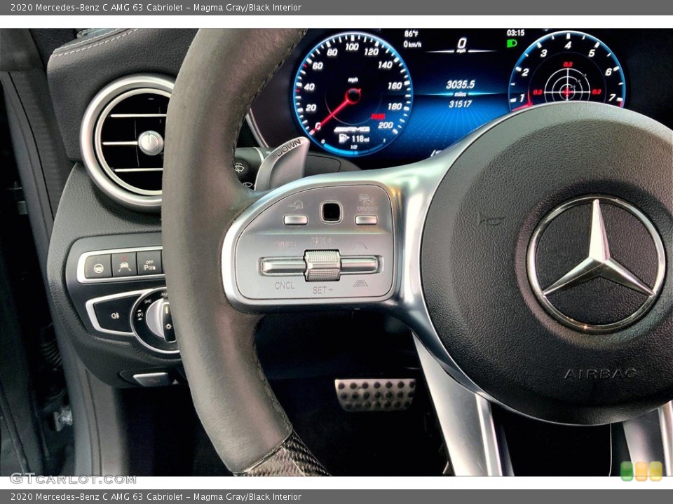 Magma Gray/Black Interior Steering Wheel for the 2020 Mercedes-Benz C AMG 63 Cabriolet #146401565