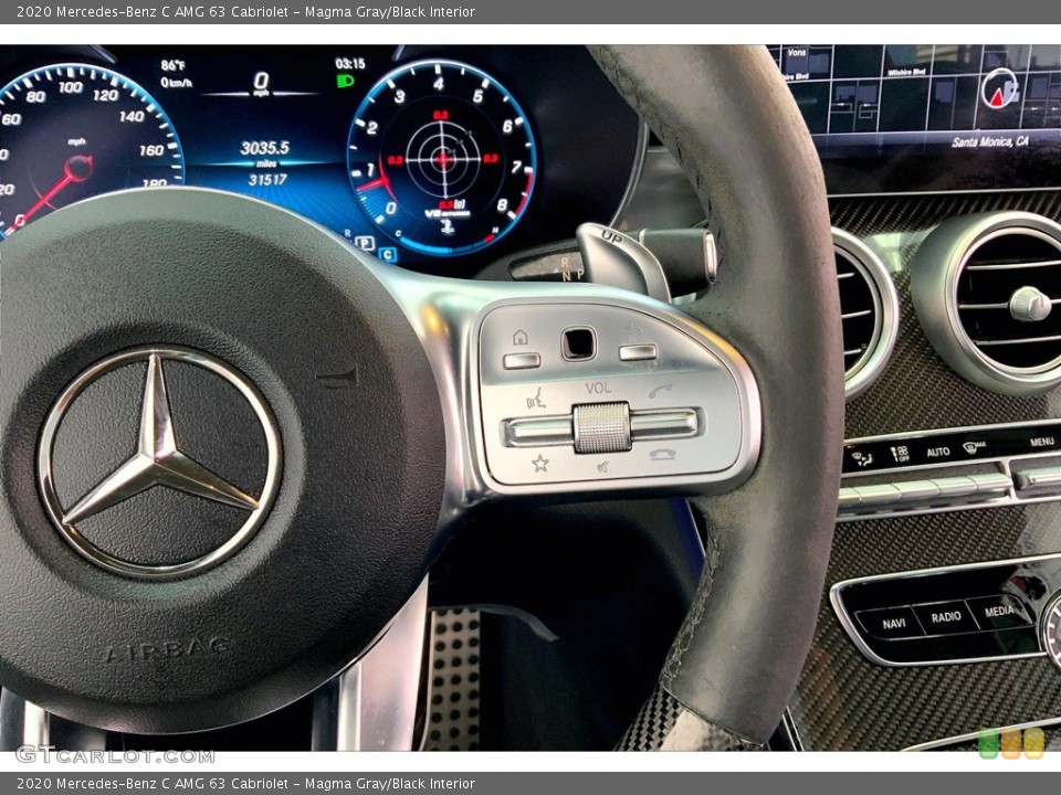 Magma Gray/Black Interior Steering Wheel for the 2020 Mercedes-Benz C AMG 63 Cabriolet #146401586