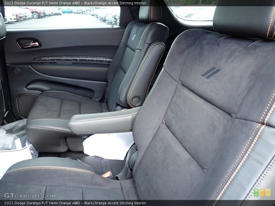 Black/Orange Accent Stitching Interior Rear Seat for the 2023 Dodge Durango R/T Hemi Orange AWD #146420045