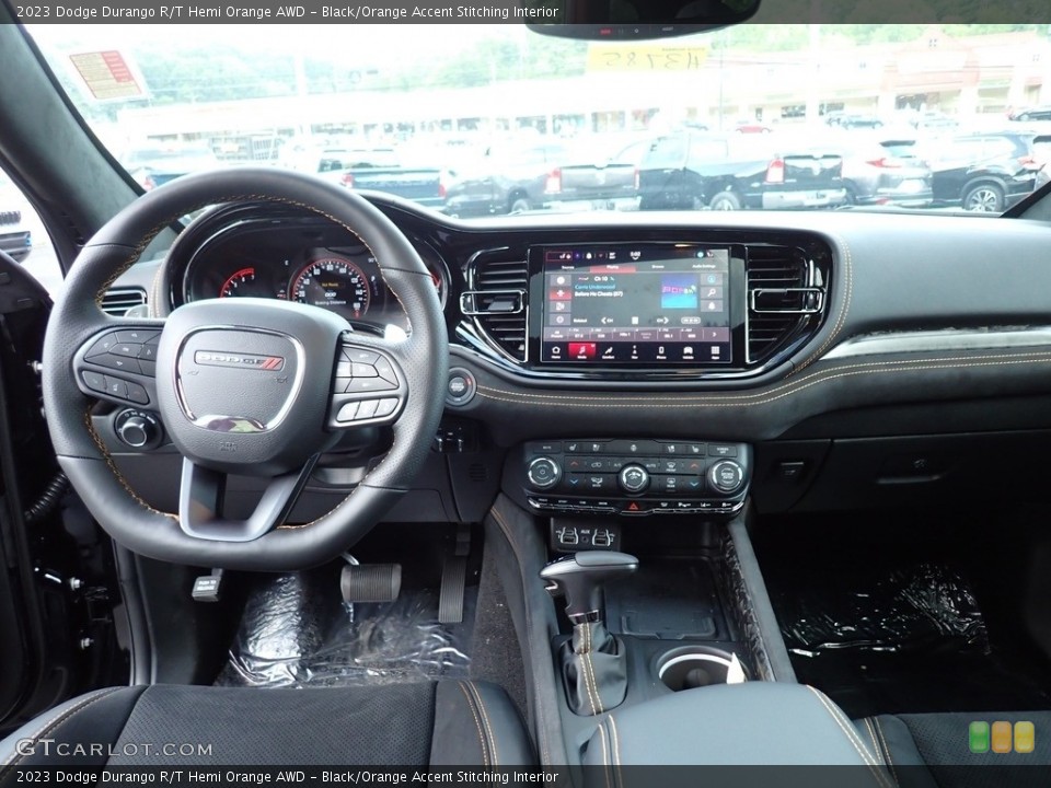 Black/Orange Accent Stitching Interior Dashboard for the 2023 Dodge Durango R/T Hemi Orange AWD #146420064