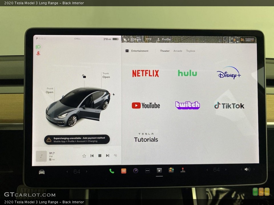 Black Interior Controls for the 2020 Tesla Model 3 Long Range #146429786