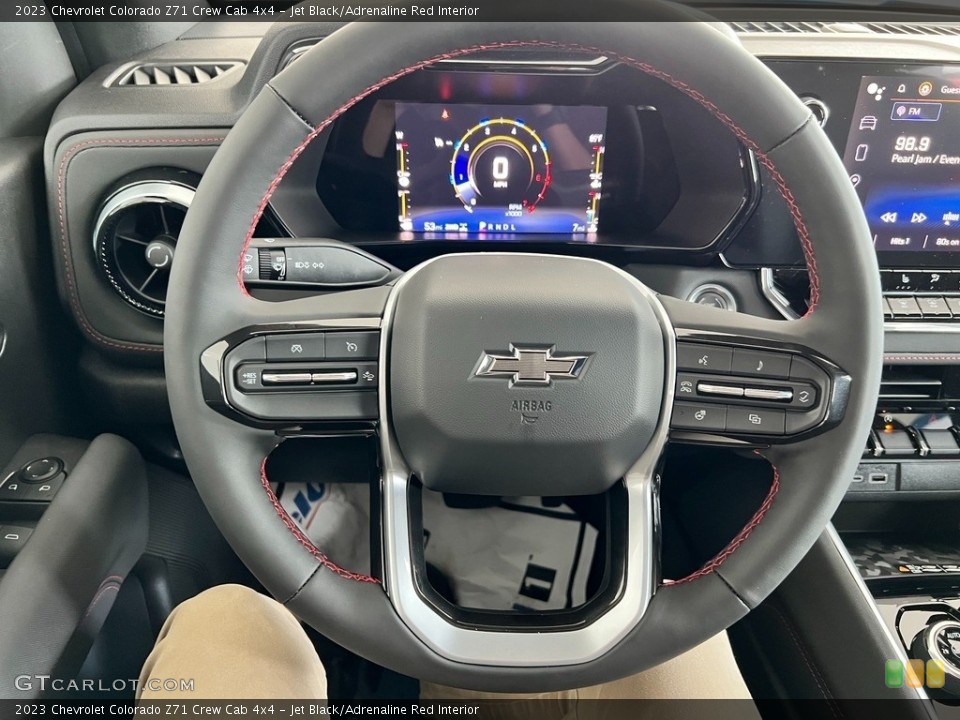 Jet Black/Adrenaline Red Interior Steering Wheel for the 2023 Chevrolet Colorado Z71 Crew Cab 4x4 #146430391