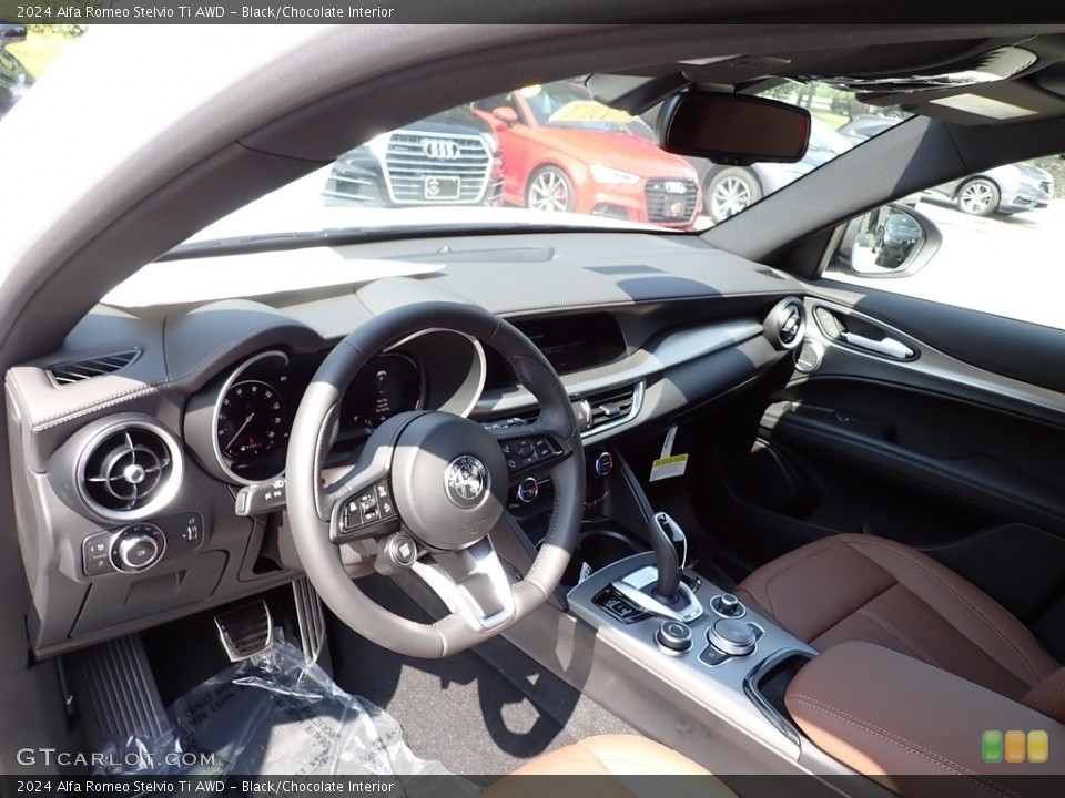 Black/Chocolate Interior Front Seat for the 2024 Alfa Romeo Stelvio Ti AWD #146434437