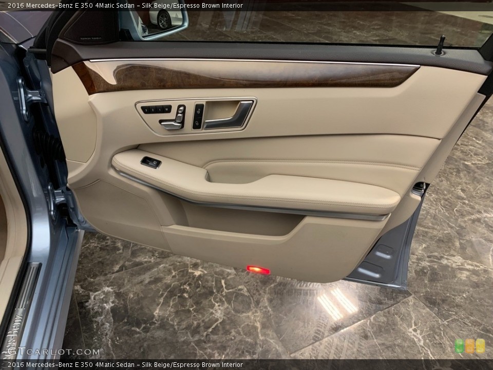 Silk Beige/Espresso Brown Interior Door Panel for the 2016 Mercedes-Benz E 350 4Matic Sedan #146437931
