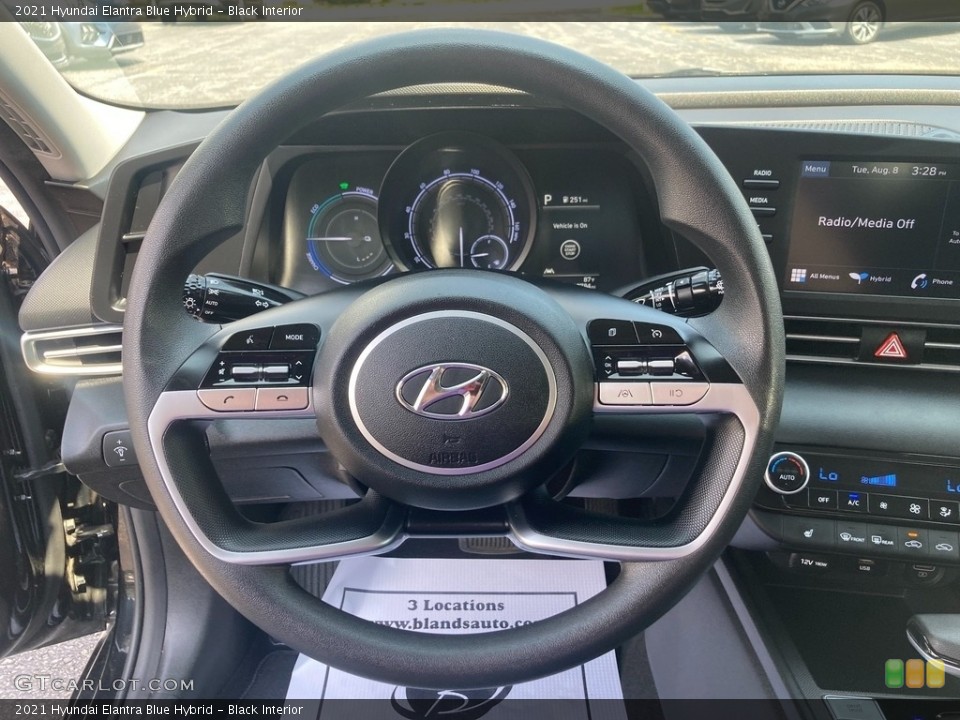 Black Interior Steering Wheel for the 2021 Hyundai Elantra Blue Hybrid #146438259