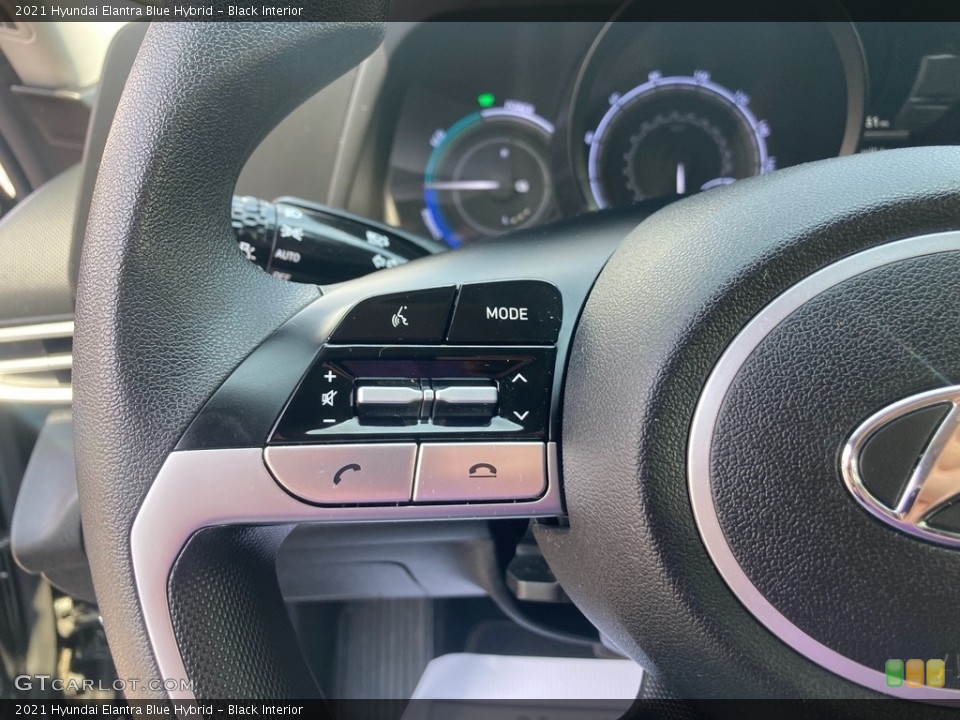 Black Interior Steering Wheel for the 2021 Hyundai Elantra Blue Hybrid #146438294