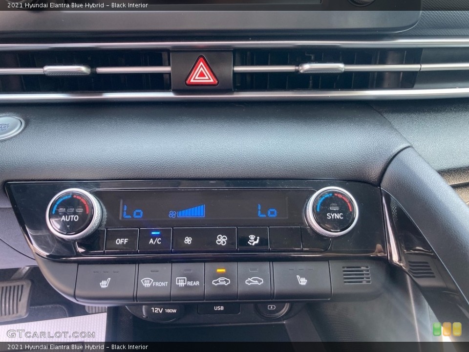 Black Interior Controls for the 2021 Hyundai Elantra Blue Hybrid #146438426