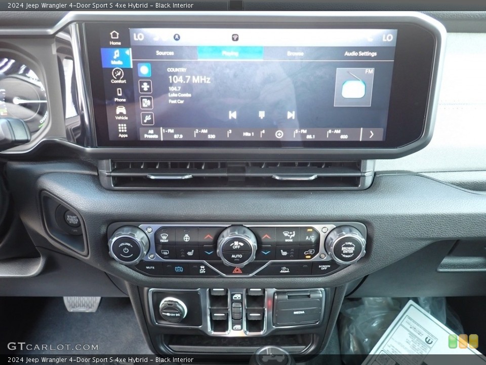 Black Interior Controls for the 2024 Jeep Wrangler 4-Door Sport S 4xe Hybrid #146440229