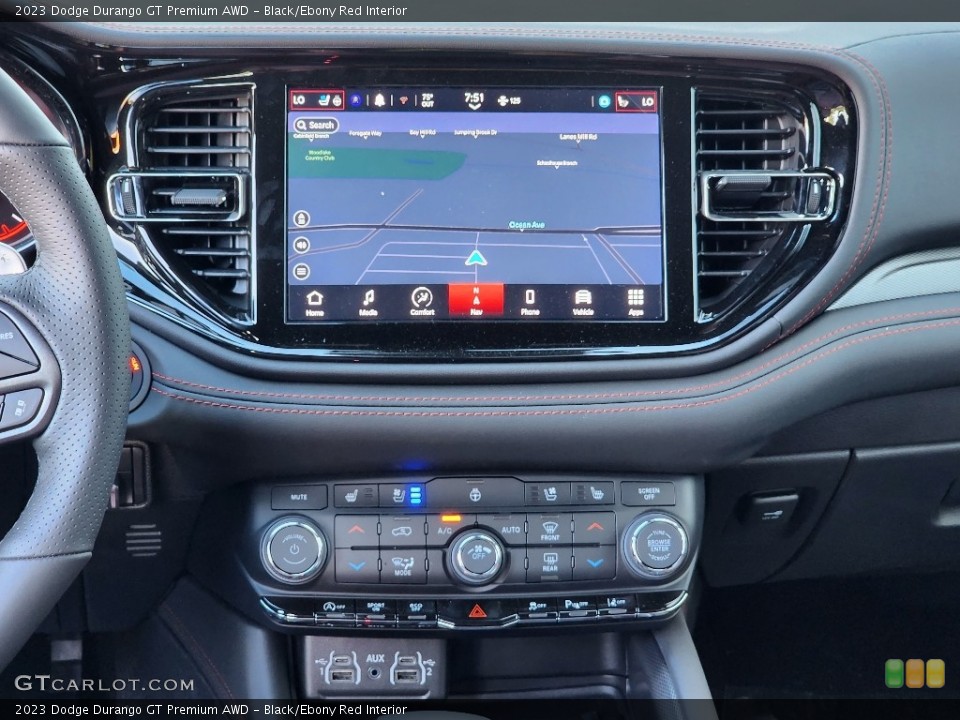 Black/Ebony Red Interior Controls for the 2023 Dodge Durango GT Premium AWD #146460150