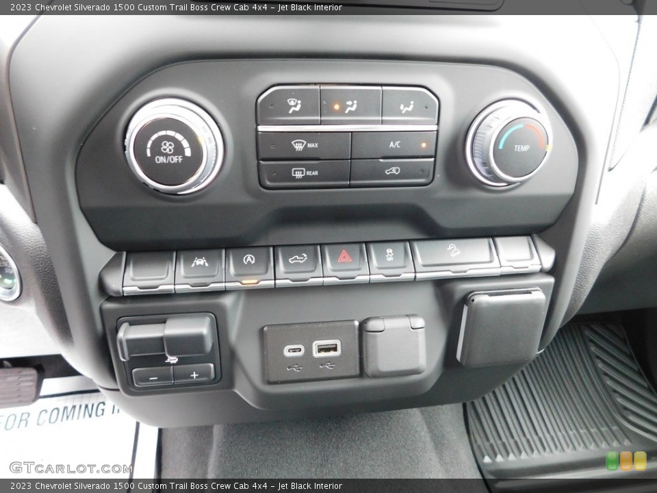 Jet Black Interior Controls for the 2023 Chevrolet Silverado 1500 Custom Trail Boss Crew Cab 4x4 #146483636