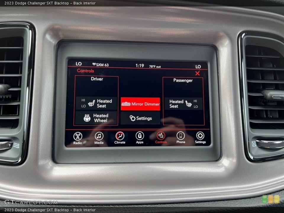 Black Interior Controls for the 2023 Dodge Challenger SXT Blacktop #146500360