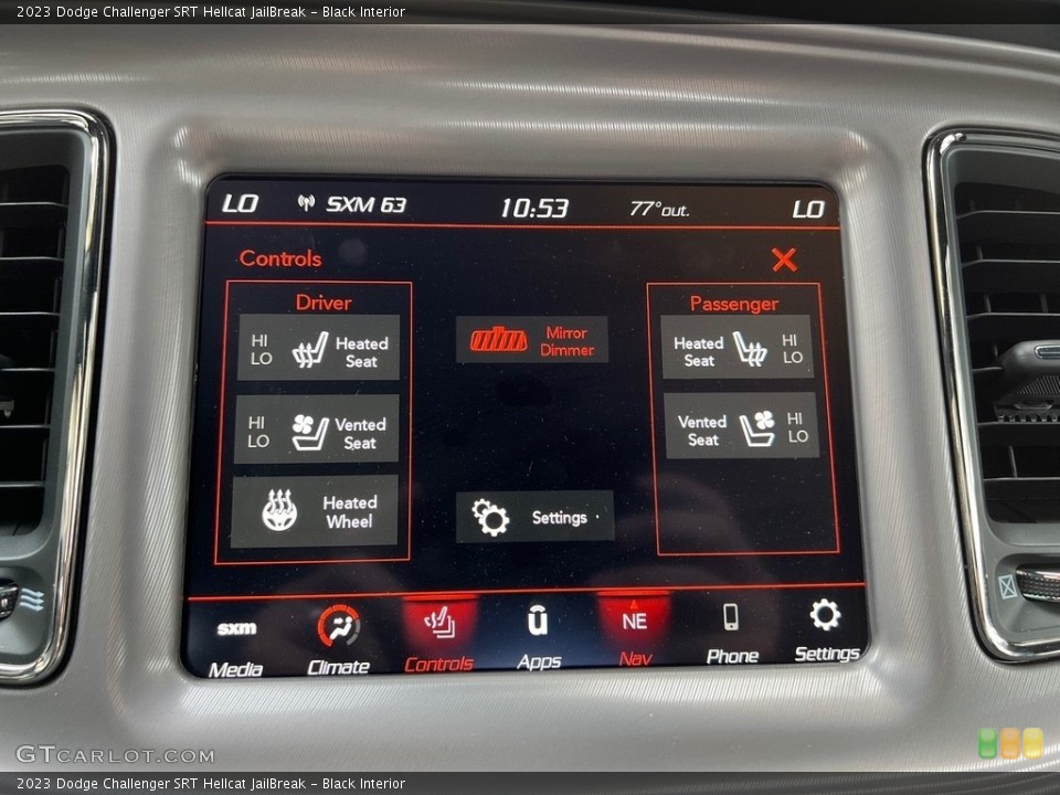 Black Interior Controls for the 2023 Dodge Challenger SRT Hellcat JailBreak #146502166