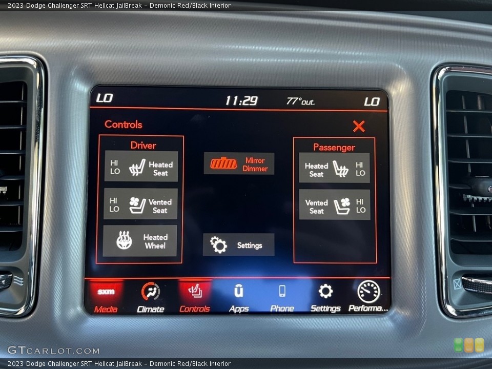 Demonic Red/Black Interior Controls for the 2023 Dodge Challenger SRT Hellcat JailBreak #146520988