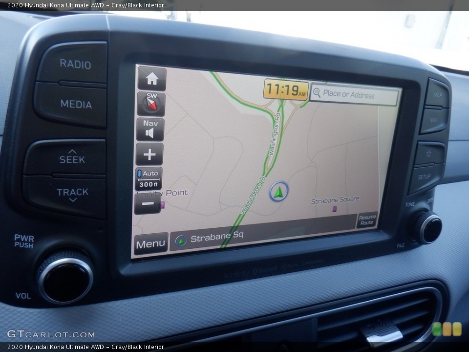 Gray/Black Interior Navigation for the 2020 Hyundai Kona Ultimate AWD #146524986
