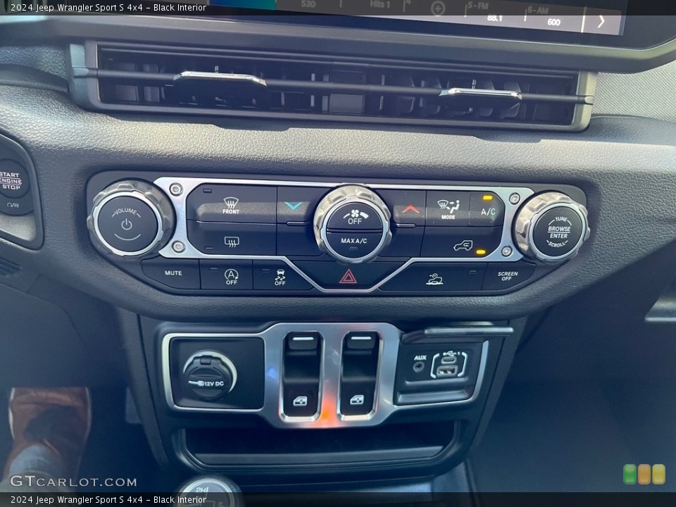 Black Interior Controls for the 2024 Jeep Wrangler Sport S 4x4 #146527088