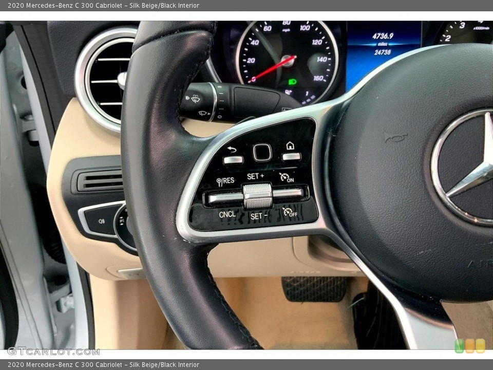 Silk Beige/Black Interior Steering Wheel for the 2020 Mercedes-Benz C 300 Cabriolet #146529426